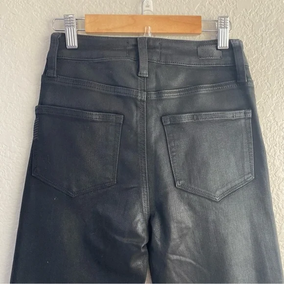 Paige Anthropologie Cindy Luxe Coating Black Noir Straight Leg Jeans